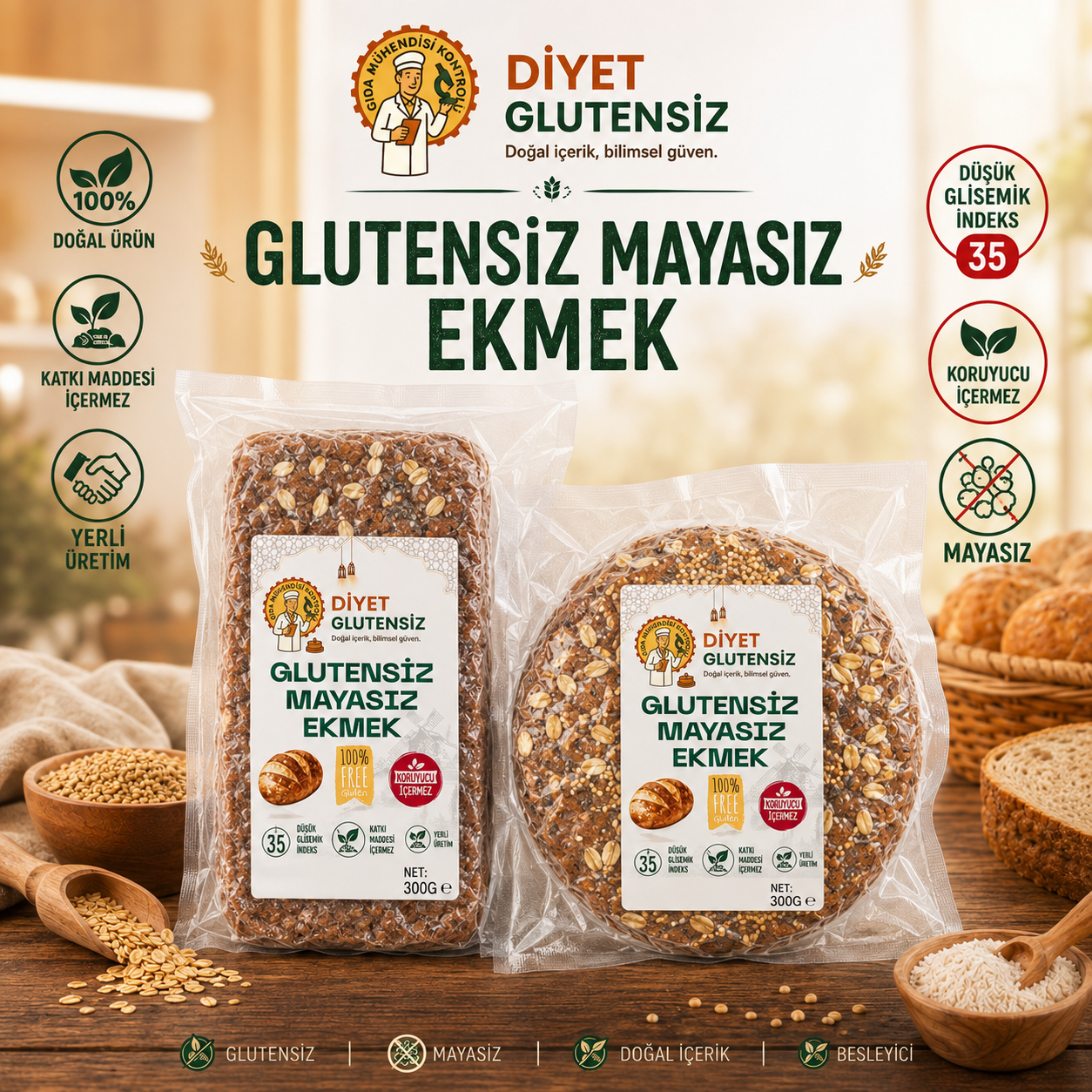 glutensiz mayasız ekmek