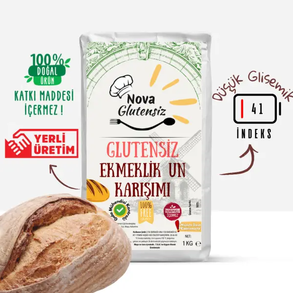 Glutensiz Ekmeklik Un Karışımı (Ekmek, Börek, Mantı, Kek) 1 KG