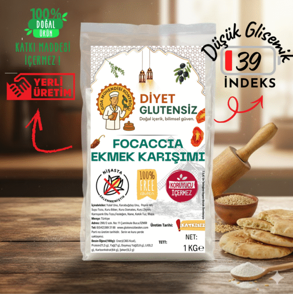 Ekşi Mayalı Glutensiz Focaccia Ekmek Karışımı 1 Kg